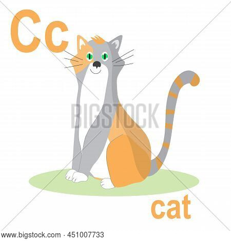 Cute Cat, The Abc Of Children's Wall Art. Postcards With The Alphabet. Poster With Children's Alphab