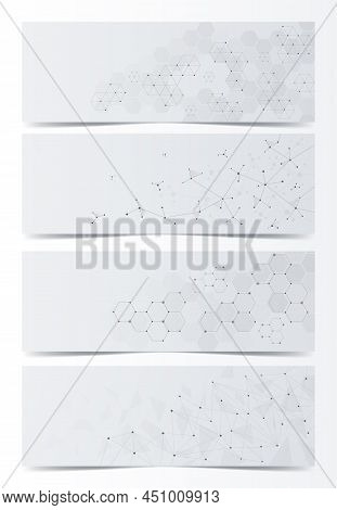 Technology Banner Set. Innovation And Modern Technology, Futuristic Website Banner, Space For Text, 