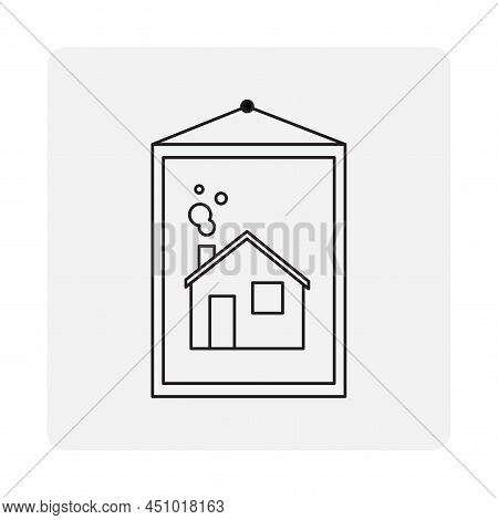 Icon With House In Flat Style. Business Concept. Black Icon With House In Vintage Style. Vector Illu