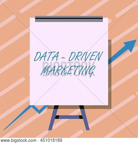 Hand Writing Sign Data Driven Marketing. Word For Strategy Built On Insights Analysis From Interacti