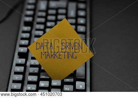 Handwriting Text Data Driven Marketing. Business Concept Process By Which Marketers Gain Insights An