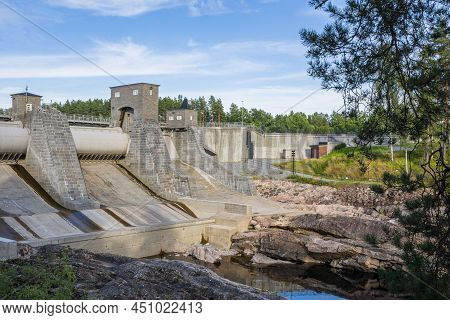 View Of The Hydroelectric Powerplant Dam And The Imatrankoski Rapid (the Imatra Rapid) In Summer, Vu
