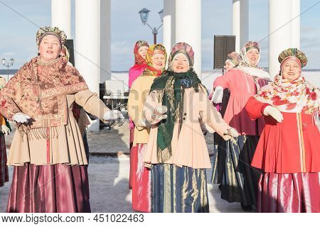 Petrozavodsk, Russia - February 12th,2022: The Women`s Group Of The Folk Ensemble Of Russian Song `k