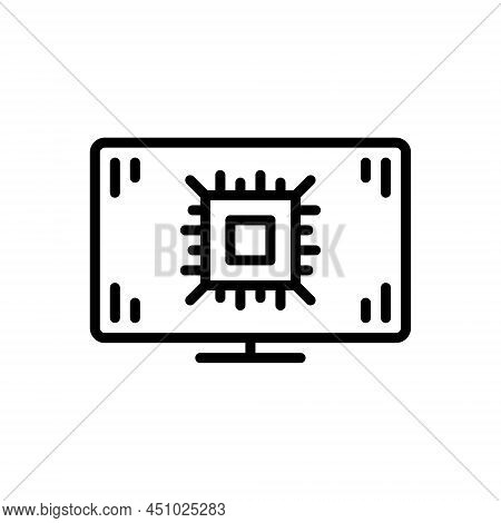 Black Line Icon For Bios Chip Microchip Digital Memory Technology Electronic Cpu Electrical Micropro