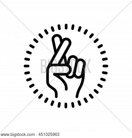 Black Line Icon For Lie Falsehood Gag False Deceit Deception Luck Finger Promise Belief