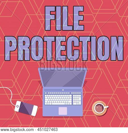 Writing Displaying Text File Protection. Internet Concept Preventing Accidental Erasing Of Data Usin