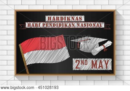 Indonesian National Education Day On Blackboard Banner Poster Flyer For 2nd May Celebration Hari Pen