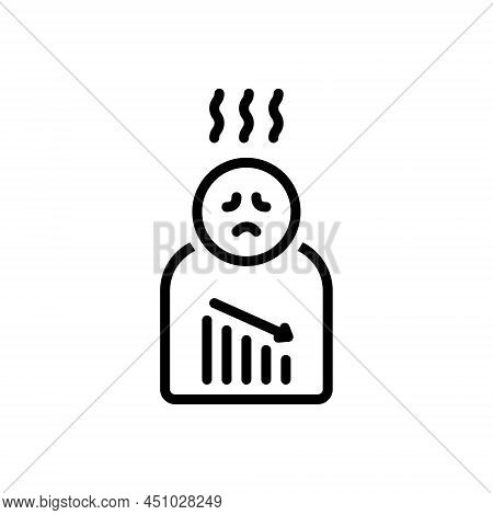 Black Line Icon For Pale Faded Insipid People Depression Melancholy Doldrums