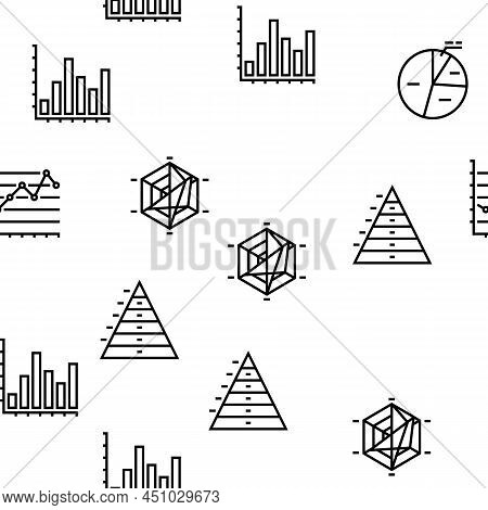 Graph For Analyzing And Research Vector Seamless Pattern Thin Line Illustration