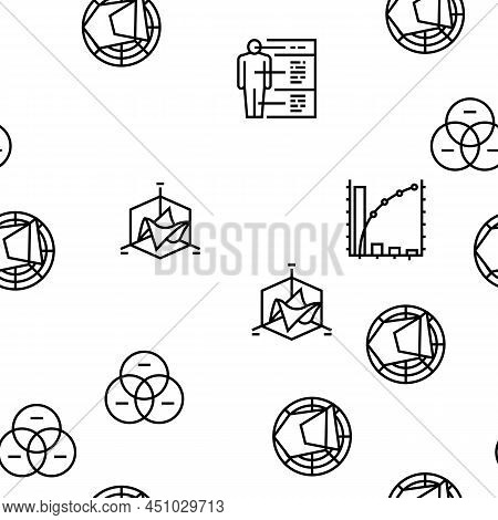 Graph For Analyzing And Research Vector Seamless Pattern Thin Line Illustration