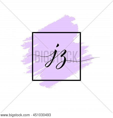 Calligraphic Lowercase Letters J And Z Are Written In A Solid Line On A Colored Background In A Fram