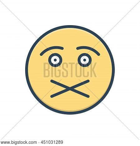 Color Illustration Icon For Silence Taciturnity Don't-tell Shut Lockfast High-necked Quiet Secret Hu
