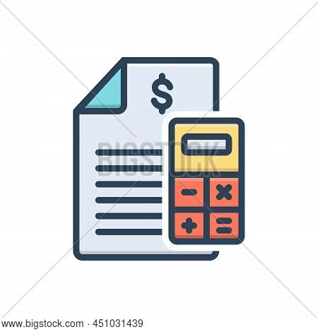 Color Illustration Icon For Budget Financial-plan Accounts Statement Calculate Allocate Accounting B