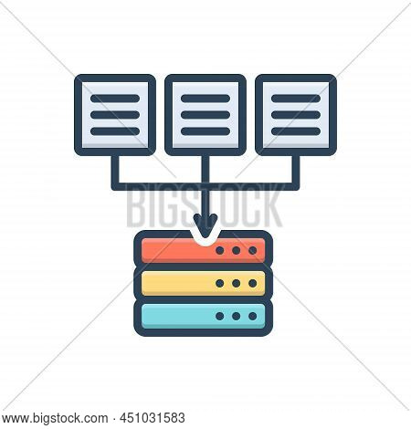 Color Illustration Icon For Source Origin Wellspring Place-of-origin Data Authority Mainframe Databa