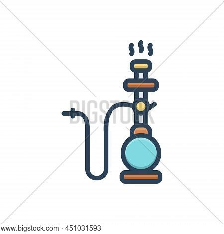 Color Illustration Icon For Tradition Hookah Chillum Heritage Culture Folklore Mythology Teapot Beve