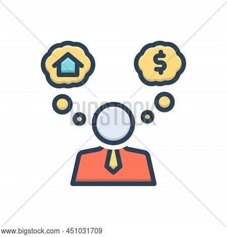 Color Illustration Icon For Assume Suppose Consider Guess Think Imagine Fancy Dream-up Brainstorm En