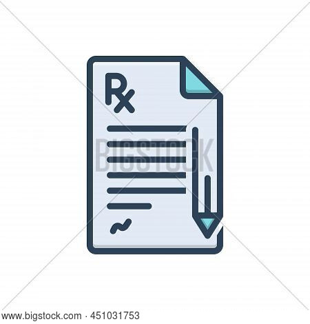 Color Illustration Icon For Prescription Pad Paper Medicines Medical-recipt Pharmacy-report Medical 