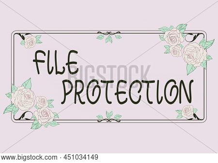 Text Caption Presenting File Protection. Word For Preventing Accidental Erasing Of Data Using Storag