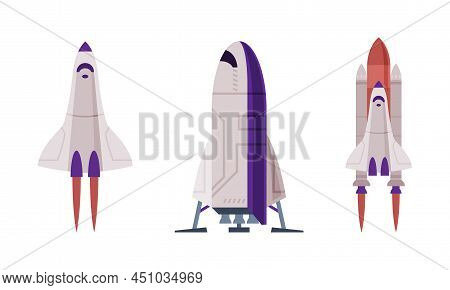 Space Rokets Set. Space Industry Exploration Concept Vector Illustration