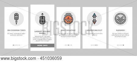 Scroll Computer Mouse Cursor Onboarding Mobile App Page Screen Vector. Mobile And Web Page Scroll, P