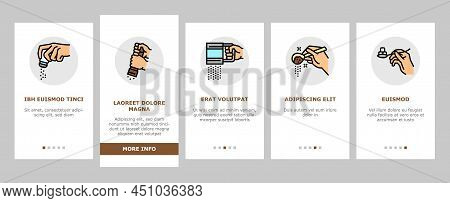 Cook Instruction For Prepare Meal Onboarding Mobile App Page Screen Vector. Butter And Milk Add, Sal