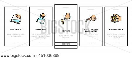 Cook Instruction For Prepare Meal Onboarding Mobile App Page Screen Vector. Butter And Milk Add, Sal
