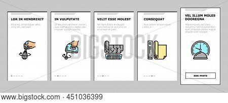 Cook Instruction For Prepare Meal Onboarding Mobile App Page Screen Vector. Butter And Milk Add, Sal