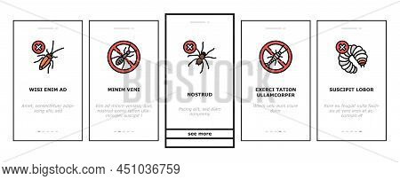Pest Control Service Treatment Onboarding Mobile App Page Screen Vector. Woodworm Spider, Ant And Ra