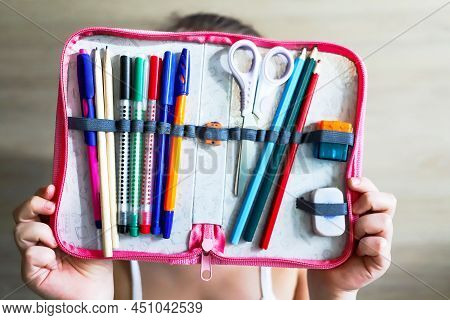You Can Study At Home, The Main Thing Is The Pencil Case Is Always With You, I Love School And Educa
