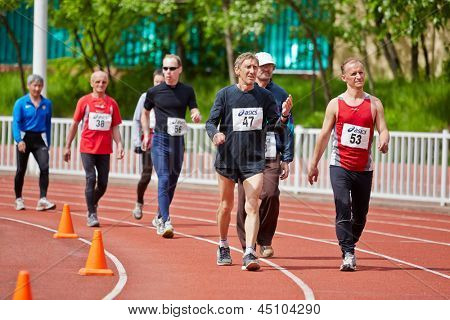 Moskwa - 13 maja: Mężczyzna uczestników supermarathon Moskwa XXI Mistrzostwa Rosji, Moskwy o