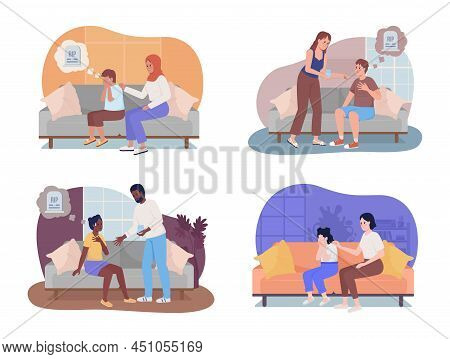 Panic Episode, Depression 2d Vector Isolated Illustration. Mental Disorder Flat Characters On Cartoo