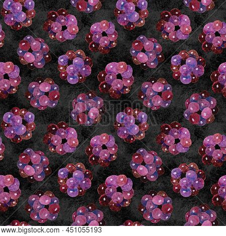 Hand-drawn Watercolor Papercut Blackberry Pattern. Kidcore Cute Kawaii Background, Good For Wallpape