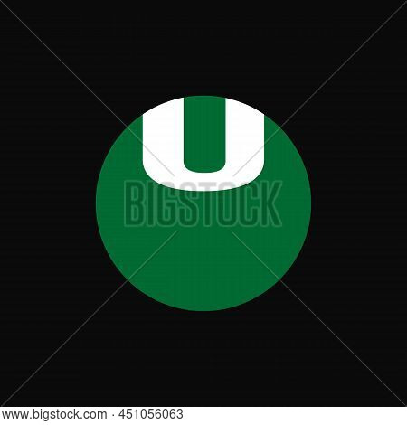 U Letter Iconic Logo Vector Illustration. U Flat Logo In Circle Shape Vector Design.
