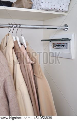 Automatic Fuse Abb, Ekf, Hager In A Home Electrical Panel. Electricity Equipment Luxray In The Apart