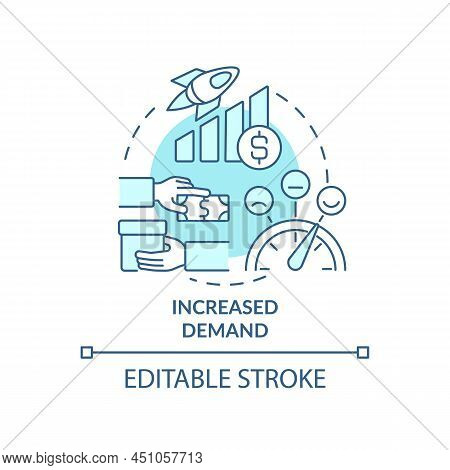 Increased Demand Turquoise Concept Icon. Business Companies. Macro Economy Trends Abstract Idea Thin
