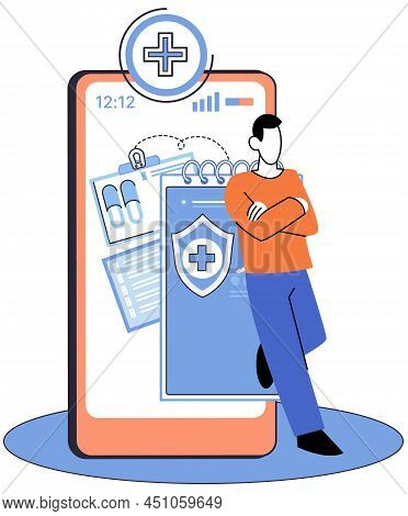 Online Medical Services, Protection Medicine. Medical Insurance, Health Care Program, Shield With Cr