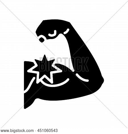 Soft Tissue Sarcoma Black Glyph Icon. Malignant Tumor. Symptoms And Treatment. Muscles Swelling And 