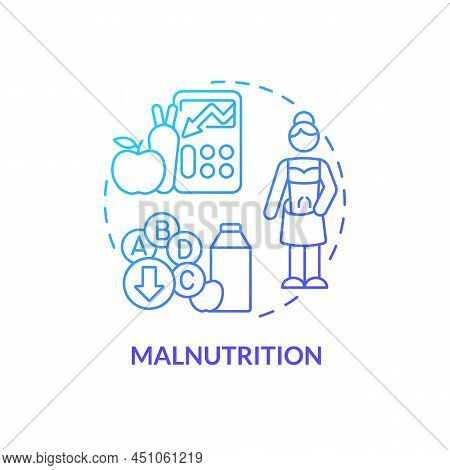 Malnutrition Blue Gradient Concept Icon. Undernutrition And Starvation. Food Security Basic Definiti