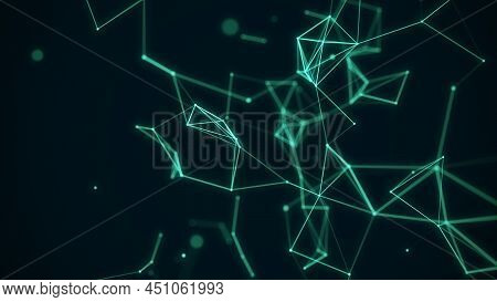 Business Futuristic Backdrop. Network Connection Structure Cyberspace With Moving Particles. Big Dat