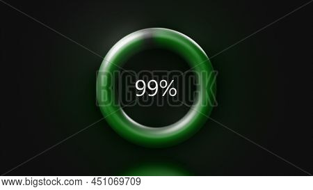 Gray Background.motion. The Ring On Which The Download Ran With A Green Shade From Zero Percent To O