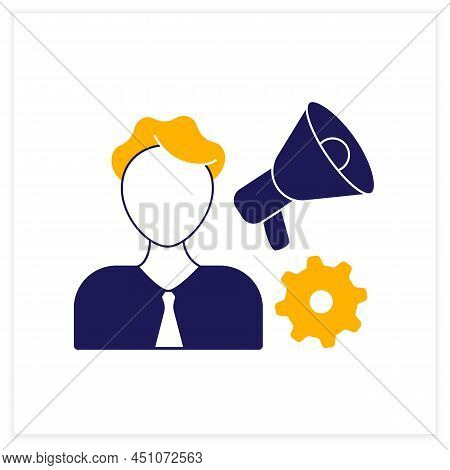 Manager Flat Icon. Person Responsible For Controlling, Administering An Organization Or Group Of Sta
