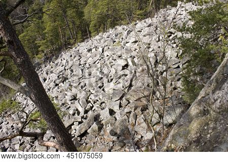 The Big Boulder Or Block Field Full Of Stones And Rocks In Czech Republic Called 