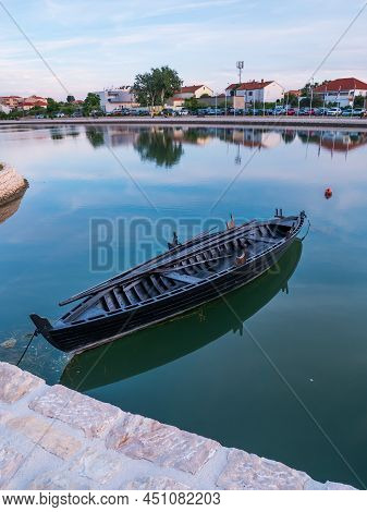 Replica Of Condura. Old Medieval Ship In Town Nin, Dalmatia, Croatia.
Condura Croatica, Old Wooden A