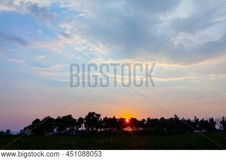 Twilight Over The Treetops . Sunset Over The Trees