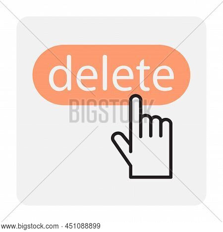 Delete Finger Button. Finger Gesture. User Interface. Vector Illustration. Stock Image.