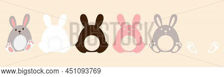 Cute Bunny Candy Ornament. Layered Paper Decoration Treat Holder For Dome. Hanger For Sweets, Candie