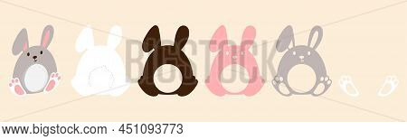 Party Favor Bunny Candy Holder. Layered Paper Decoration Treat Holder For Dome. Hanger For Sweets, C