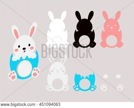 Cute Bunny Candy Ornament. Layered Paper Decoration Treat Holder For Dome. Hanger For Sweets, Candie