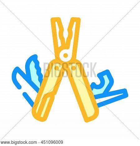 Multitool Hiker Tool Color Icon Vector. Multitool Hiker Tool Sign. Isolated Symbol Illustration