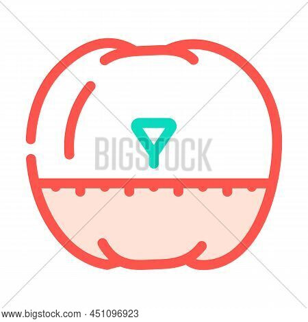 Timer In Shape Of Tomato Color Icon Vector. Timer In Shape Of Tomato Sign. Isolated Symbol Illustrat